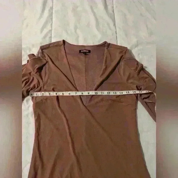 Express Mauve Bodycon Ruffle and Lace Sleeve Dress Size M - Picture 10 of 12